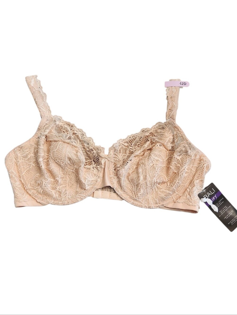 NEW Bali Lift Lace Underwire Smoothing Bra Size 42D